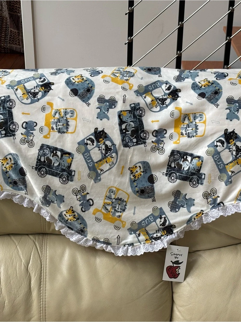 White & Yellow Animal Bus Baby Nursing Cover